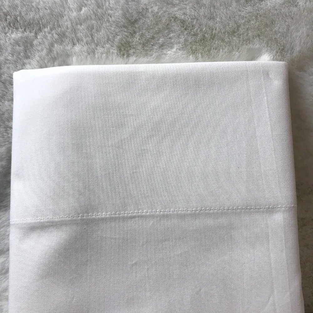 BELLINO ITALY Solid White Bed Sheets Cotton Percale QUEEN SHEET SET - Picture 3 of 4